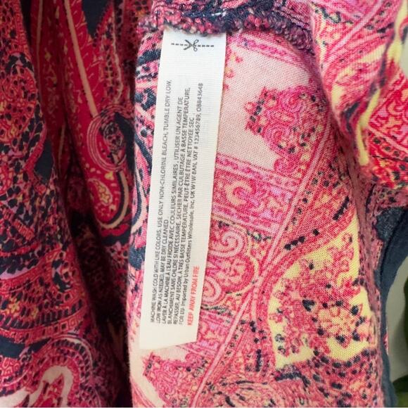 Free People Intimately Boho Paisley Pattern Spaghetti Strap Dress Button Up Lace - Picture 8 of 9